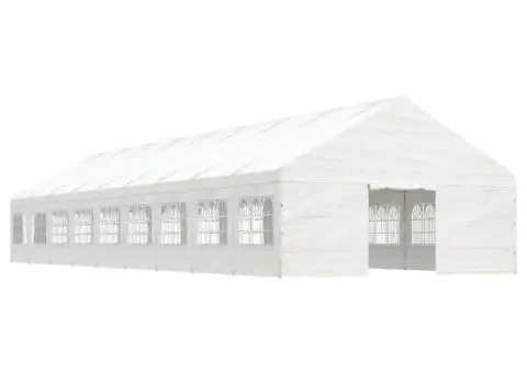 Foișor cu acoperiș, alb, 20,07x5,88x3,75 m, polietilenă - 2/5