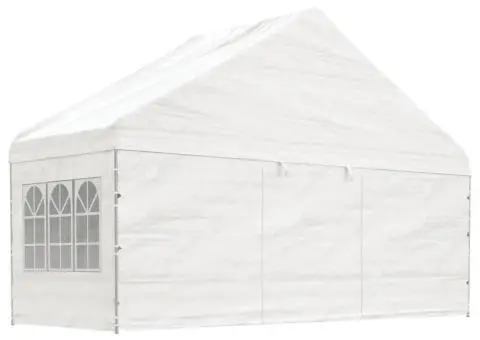 Foișor cu acoperiș, alb, 20,07x5,88x3,75 m, polietilenă - 3/5