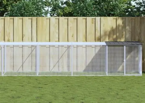 Coteț pui cu acoperiș, antracit, 803x98x90 cm, oțel galvanizat - 1/5