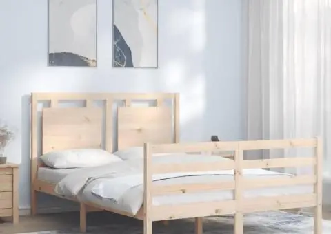 Cadru de pat cu tăblie, 120x200 cm, lemn masiv - 1/5