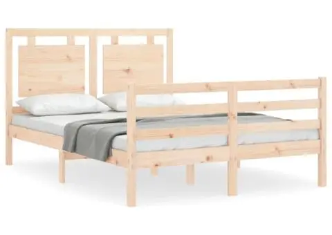 Cadru de pat cu tăblie, 120x200 cm, lemn masiv - 2/5