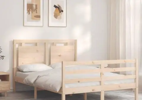 Cadru de pat cu tăblie, 120x200 cm, lemn masiv - 3/5