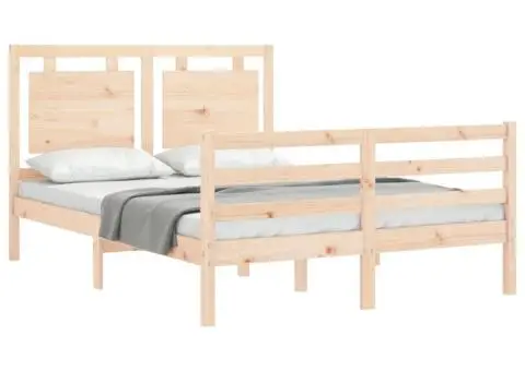 Cadru de pat cu tăblie, 120x200 cm, lemn masiv - 4/5