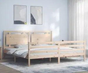 vidaXL Cadru pat cu tăblie 200x200 cm, lemn masiv de pin