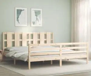 vidaXL Cadru pat cu tăblie 200x200 cm, lemn masiv de pin