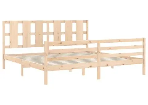 Cadru pat cu tăblie 200x200 cm, lemn masiv de pin - 5/5