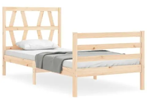 Cadru de pat cu tăblie, 90x200 cm, lemn masiv - 2/5