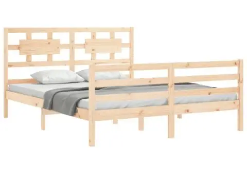 Cadru de pat cu tăblie, king size, lemn masiv - 4/5