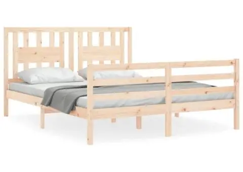 Cadru de pat cu tăblie, 160x200 cm, lemn masiv - 2/5