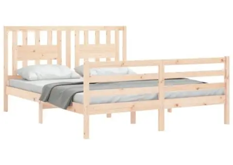 Cadru de pat cu tăblie, 160x200 cm, lemn masiv - 4/5