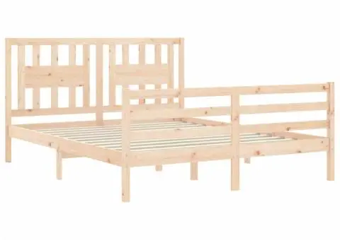 Cadru de pat cu tăblie, 160x200 cm, lemn masiv - 5/5