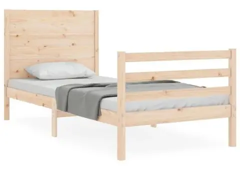 Cadru de pat cu tăblie, 100x200 cm, lemn masiv - 2/5