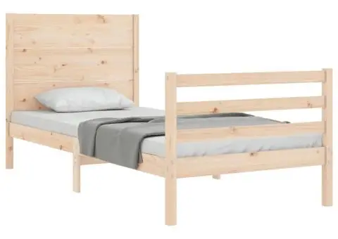 Cadru de pat cu tăblie, 100x200 cm, lemn masiv - 4/5