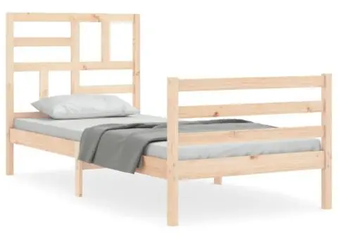 Cadru de pat cu tăblie, 100x200 cm, lemn masiv - 2/5