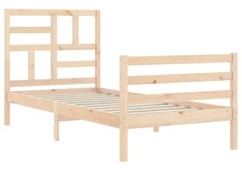 Cadru de pat cu tăblie, 100x200 cm, lemn masiv - 3/5