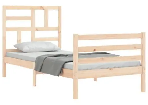 Cadru de pat cu tăblie, 100x200 cm, lemn masiv - 5/5