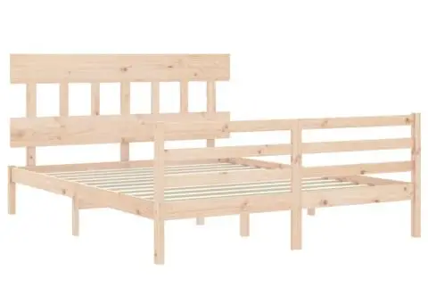 Cadru de pat cu tăblie, 160x200 cm, lemn masiv - 5/5