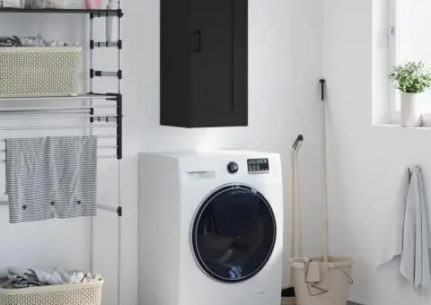 Dulap de perete, negru, 34,5x34x90 cm, lemn prelucrat - 1/5