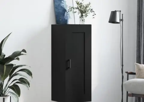 Dulap de perete, negru, 34,5x34x90 cm, lemn prelucrat - 3/5