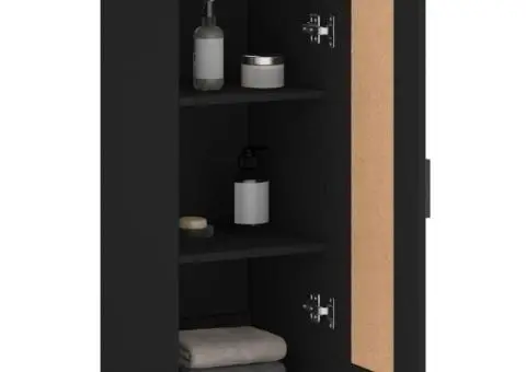 Dulap de perete, negru, 34,5x34x90 cm, lemn prelucrat - 5/5