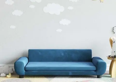 Canapea pentru copii, albastru, 100x54x33 cm, catifea - 1/5