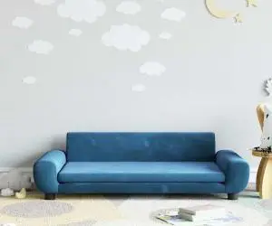 vidaXL Canapea pentru copii, albastru, 100x54x33 cm, catifea