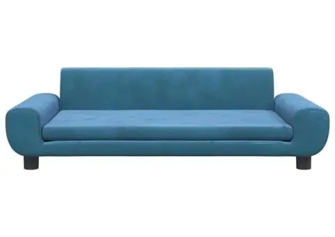 Canapea pentru copii, albastru, 100x54x33 cm, catifea - 3/5