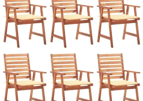 Scaune de exterior cu perne, 6 buc., lemn masiv de acacia - 1/5