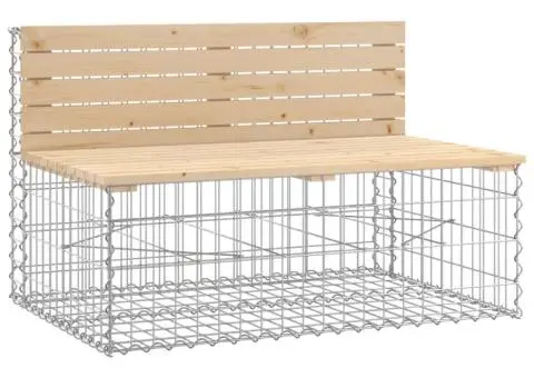 Bancă de grădină, design gabion, 347x71x65,5cm, lemn masiv pin - 5/5