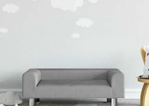 Canapea pentru copii, gri deschis, 70x45x26,5 cm, catifea - 1/5