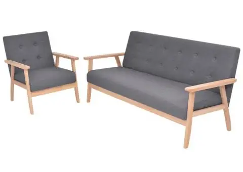 Set canapea 2 piese, textil, gri închis - 1/5