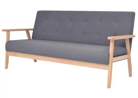 Set canapea 2 piese, textil, gri închis - 2/5