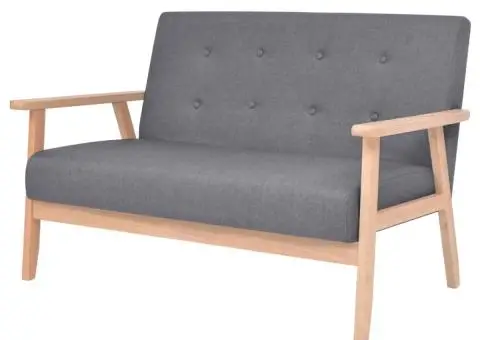 Set canapea din 3 piese, material textil, gri închis - 4/5