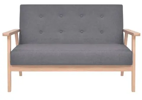 Set canapea din 3 piese, material textil, gri închis - 5/5