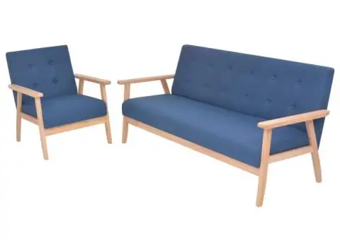 Set canapea, 2 piese, textil, albastru - 1/5