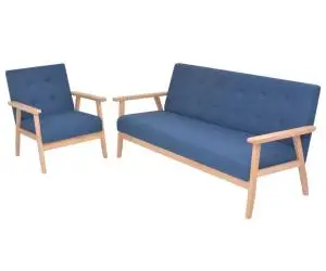 vidaXL Set canapea, 2 piese, textil, albastru
