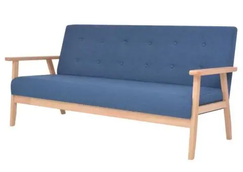 Set canapea, 2 piese, textil, albastru - 2/5