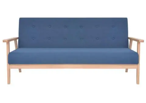 Set canapea, 2 piese, textil, albastru - 3/5