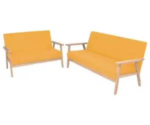 vidaXL Set cu canapele, 2 piese, material textil, galben