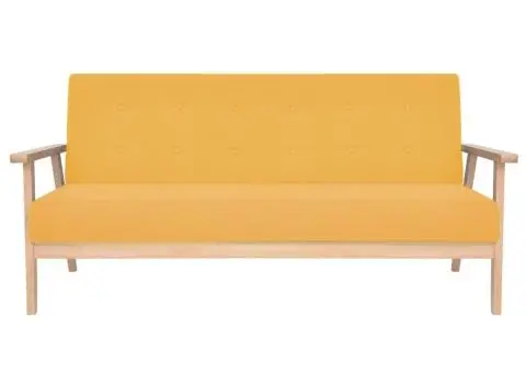 Set cu canapele, 2 piese, material textil, galben - 3/5