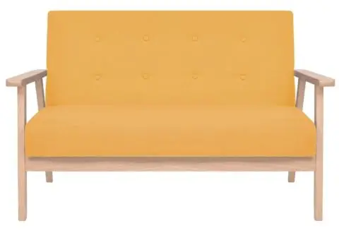 Set cu canapele, 2 piese, material textil, galben - 5/5