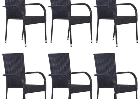 Set mobilier de grădină, 7 piese, negru, poliratan - 3/5