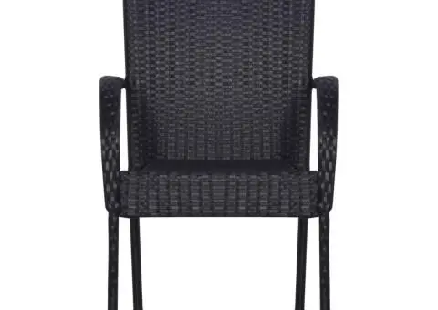 Set mobilier de grădină, 7 piese, negru, poliratan - 5/5