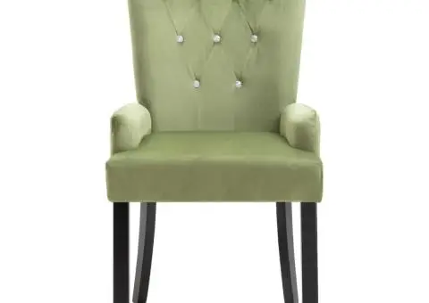 Scaune de bucătărie cu cotiere, 2 buc., verde deschis, catifea - 3/5