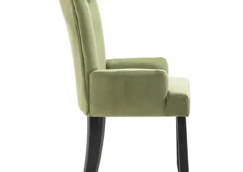 Scaune de bucătărie cu cotiere, 2 buc., verde deschis, catifea - 4/5