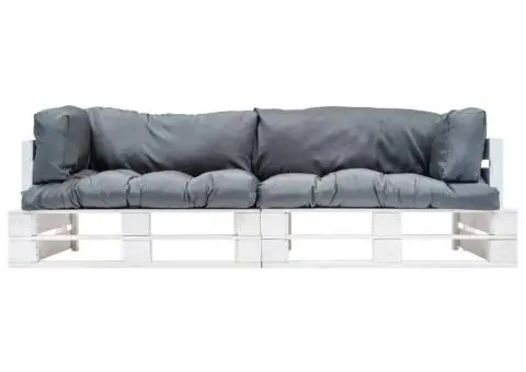 Set canapea grădină paleți perne gri, 2 piese, lemn pin - 2/3