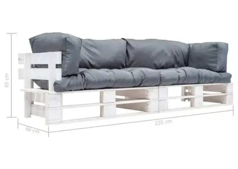 Set canapea grădină paleți perne gri, 2 piese, lemn pin - 3/3