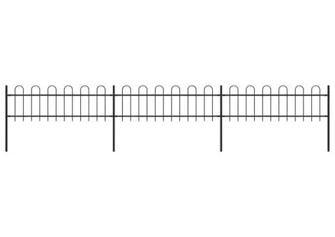 Gard de grădină cu vârf curbat, negru, 5,1 m, oțel - 1/5