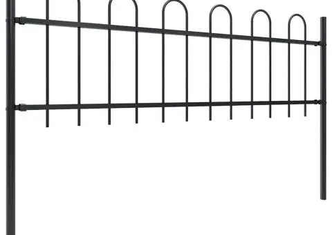 Gard de grădină cu vârf curbat, negru, 5,1 m, oțel - 2/5