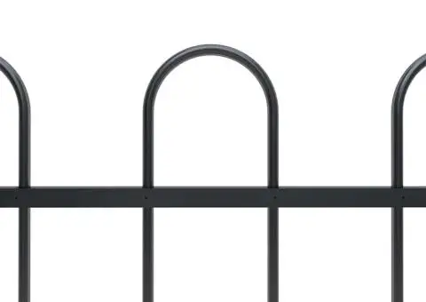 Gard de grădină cu vârf curbat, negru, 5,1 m, oțel - 3/5
